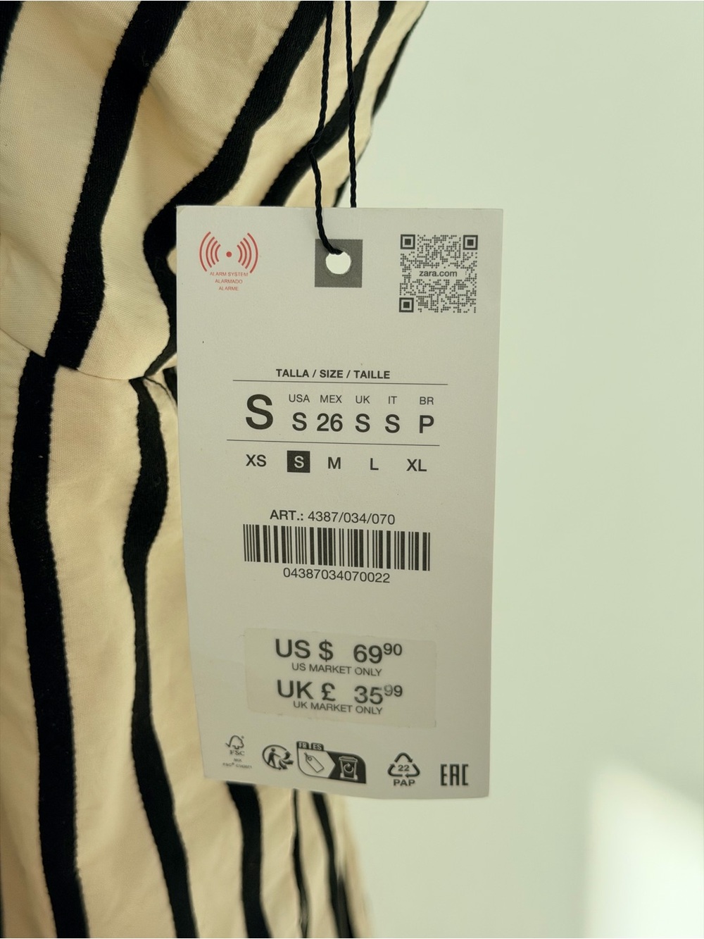 Zara Cream and Black Striped Halter Dress - Picture 8 of 9